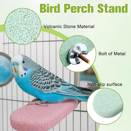 Image of 4 Pack Bird Beak Grinding Stone, Pumice Lava Ledge for Birds, Chinchillas, Hamsters, Parrots, Bird Perch Stand Climbing Ledge, Teeth & Beak Grinding Block(Long)