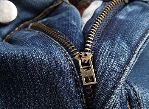 Men's Fleece Lined Stretch Skinny Jeans Winter Thicken Warm Denim Pants - Image 4