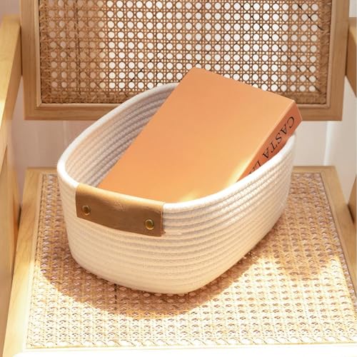 Aufbewahrungskorb Bad, Aufbewahrungskorb Geflochten, Aufbewahrungskörbe Bad Kinderzimmer, Körbe für Regalkorb Klein Aufbewahrungskorb Baumwolle Organizer Wohnzimmer (Beige, 32 * 24 * 13cm)