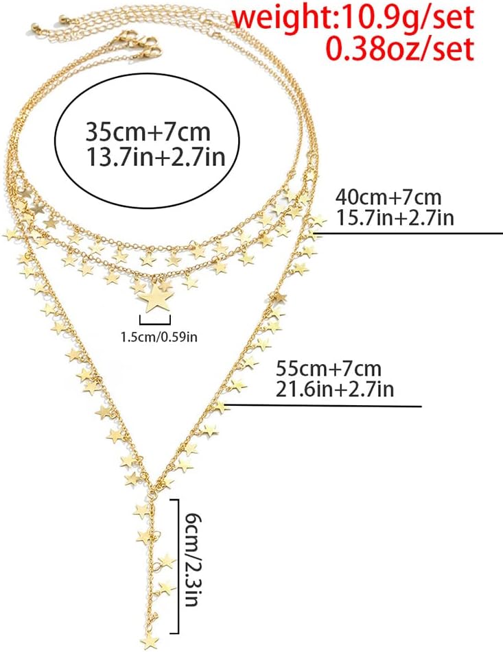 Star Tassel Choker Neck Chain Sexy Layered Necklace Long Tassel Necklace for Women