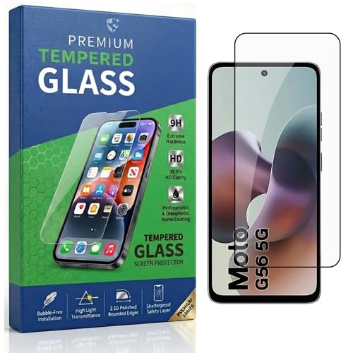 Image of Tempered Glass Compatible With Moto G56 5G 6.72 | 9H Hardness | HD Clarity | Anti-Fingerprint | High Touch Sensitivity | Premium Screen Protector Guard