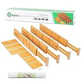 Adjustable Bamboo Drawer Dividers with Inserts and Liner, Expandable Drawer Organizer for Kitchen...