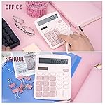Cute Pink Desktop Calculator with Big Buttons, Dual Power Source, Solar and Battery, Large Display Screen - Perfect for Office, Teachers, and Students (Pink) - Image 5