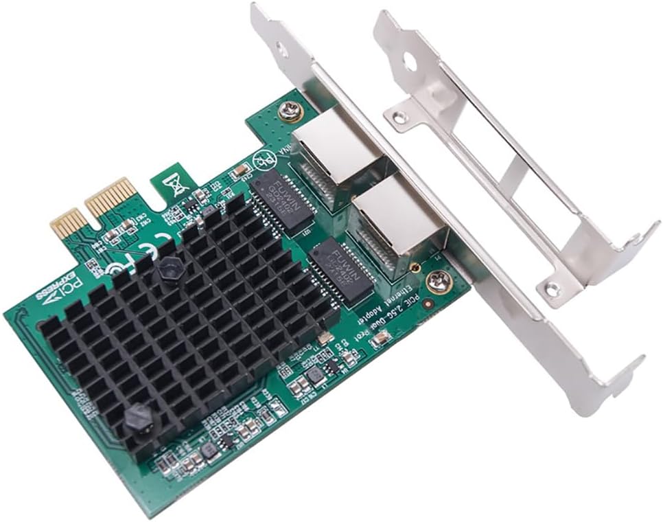 JMT PCI-E X1 to 2.5G Dual Port Network Card RJ45 Port Ethernet Network Adapter for PC Desktop