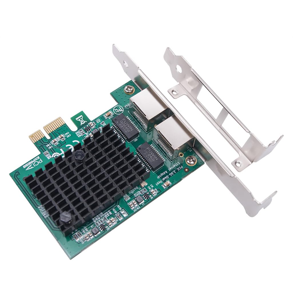 JMT Adattatore di rete Ethernet Scheda Rete Ethernet da PCI-E X1 a 2.5G a doppia porta RJ45 per PC desktop