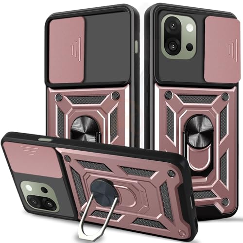 Image of Armor Bumper Back Cover Case for OnePlus 13S 5G Rotating Camera Cover, Ring Holder & Kickstand | Heavy Duty & 360 Degree Protection OnePlus 13S 5G Back Cover (Pink)