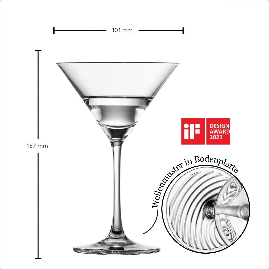 Zwiesel Glas Martiniglas Echo (4-er Set), moderne Martini Gläser mit besonderem Bodenmuster, spülmaschinenfeste Tritan-Kristallgläser, Made in Germany (Art-Nr. 123383)