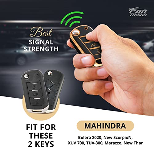Image of Mogato TPU Leather Car Key Cover Compatible with New Mahindra Scorpio 2022, XUV 700, Thar 2020, Tuv-300, Marazzo, Scorpio 2019, Bolero 2020 Flip Key (Black 3)
