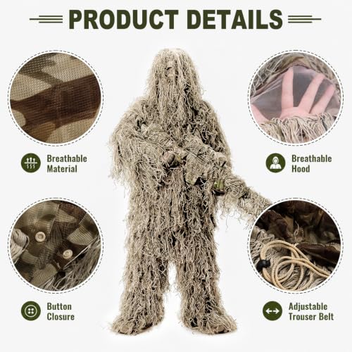 Image of DoCred 5-In-1 Ghillie Suit, 3D Camouflage Hunting Suits