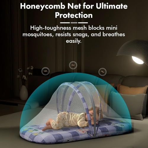 Image of StarAndDaisy 3 in 1 Baby Mosquito net /Nest for Sleeping - Mosquito net for Newborn Baby /Soft and Comfortable Bed, Washable Cotton Design for 0-12 Months Baby -Bunny Print