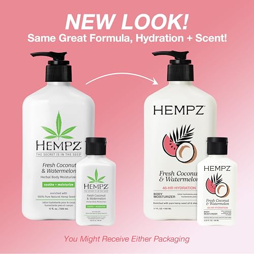 Image of Hempz Herbal Body Moisturizer, Pearl White, Fresh Coconut /Watermelon, 2.25 Ounce