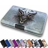 TopMost Aluminum Wallet, Card Case Wallet, Metal RFID Credit Card Holder for Men & Women, 6 Cotton Slots for 10-12 Cards And Bills, Rfd Protective (Dragon)