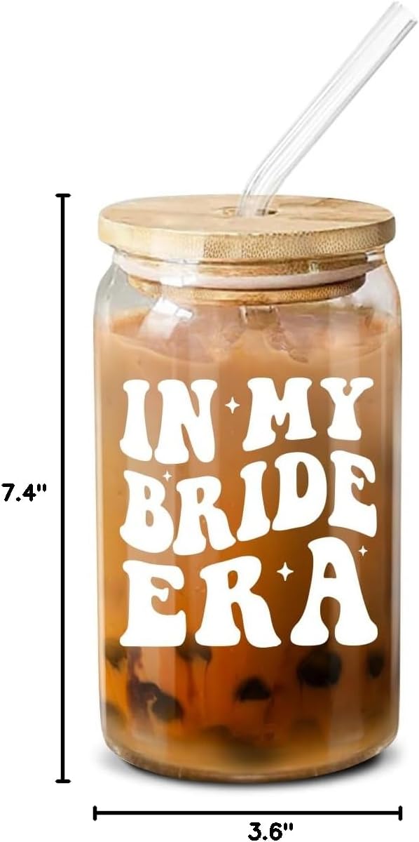 NewEleven Bridal Shower Gifts - Wedding Gifts For Bride - Bachelorette Party, Engagement Gift For Women - Gift For Bride To Be, Fiancee, Wifey, Her - 16 Oz Coffee Glass