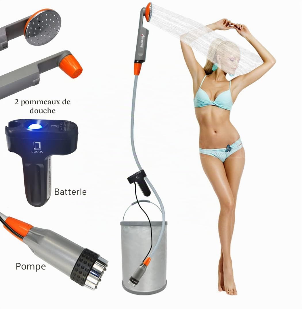 Douche portable alimentée par piles pour le camping, la randonnée, les voyages, l'utilisation en extérieur