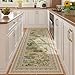 Rugcomf Runner Rug Impressionist-Style Vintage Kitchen Rugs Non Slip Washable Soft Carpet Runner for Kitchen Laundry Bedroom Bathroom, Beige