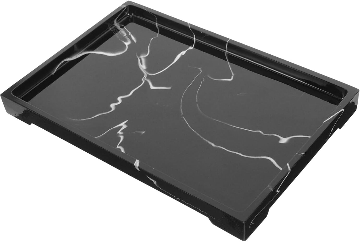 Marbling Pattern Vanity Tray Elegant Countertop Makeup Storage Plate for Bathroom and Entryway Decor Easy to Clean Resin Material for Organizing Perfume and Jewelry
