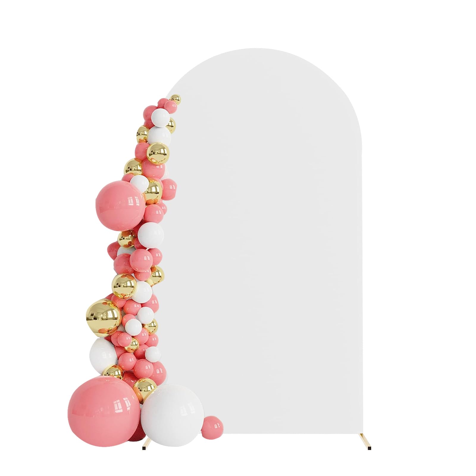 Copertura Per Sfondo Arco Rotondo - Tessuto Poliestere Elastico Beige - Foto 8