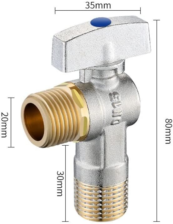 Water Shut Off Valve With Handle Universal Water Flow Control Valve Hot/Cold Water Turn Angle Stop Valve Bathroom Accessroies 1Pcs (Color : B Stainless Steel)