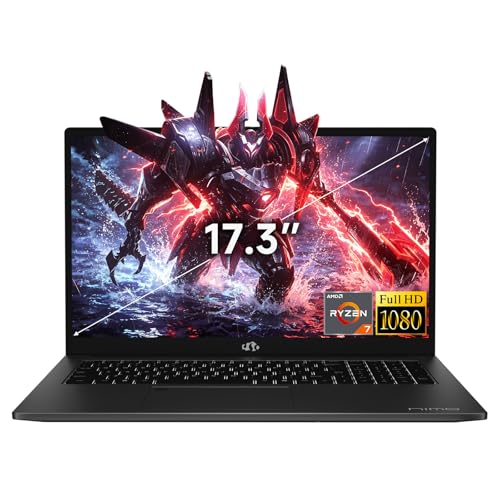 Image of NIMO Light-Gaming-Laptop, 17.3 inch FHD Computer with AMD 8-Core R7 7735HS 64GB DDR5 RAM 2TB SSD (Up to 4.75GHz, Beat i7-12650H) Radeon 680M GPU 100W Fast PD for Content Creators & Student 2Y Warranty