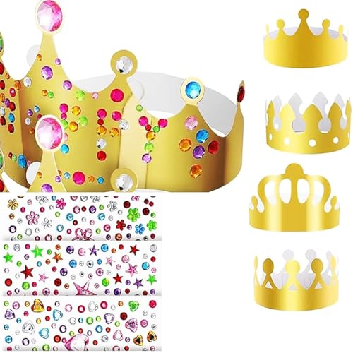 lvbeybc 23Pcs Party Crowns with Stickers,Gold Paper Crowns,Diy Birthday King Crowns Craft to Decorate, Assorted Sizes, for Kids, Women and Adults,Paper Prince Princess Crown Hats