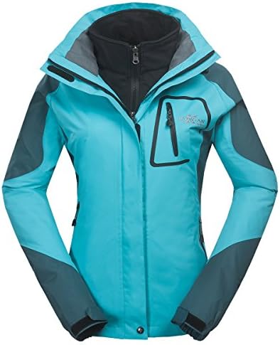 XMS Women's 3in1 Waterproof Windproof Sport Jacket Coat Lady Breathable Outwear (Small, Blue)