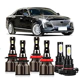 TEENRAM Fits Cadillac Escalade 2007 2008 2009 2010 2011 2012 2013 2014 High Low Beam Fog Lights Bulbs Combo, 30000LM 400% Super Bright 6000K White Car Light Combo, Plug-N-Play, 6-Pack