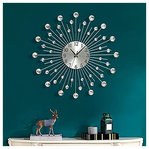 Large Metal Decorative Wall Clocks Silent Non-Ticking,Bling Shining Modern Art Clock Home Decorative Big Wall Clocks for Living Room Bedroom Dining Room Decor,Dia 19.7 inch