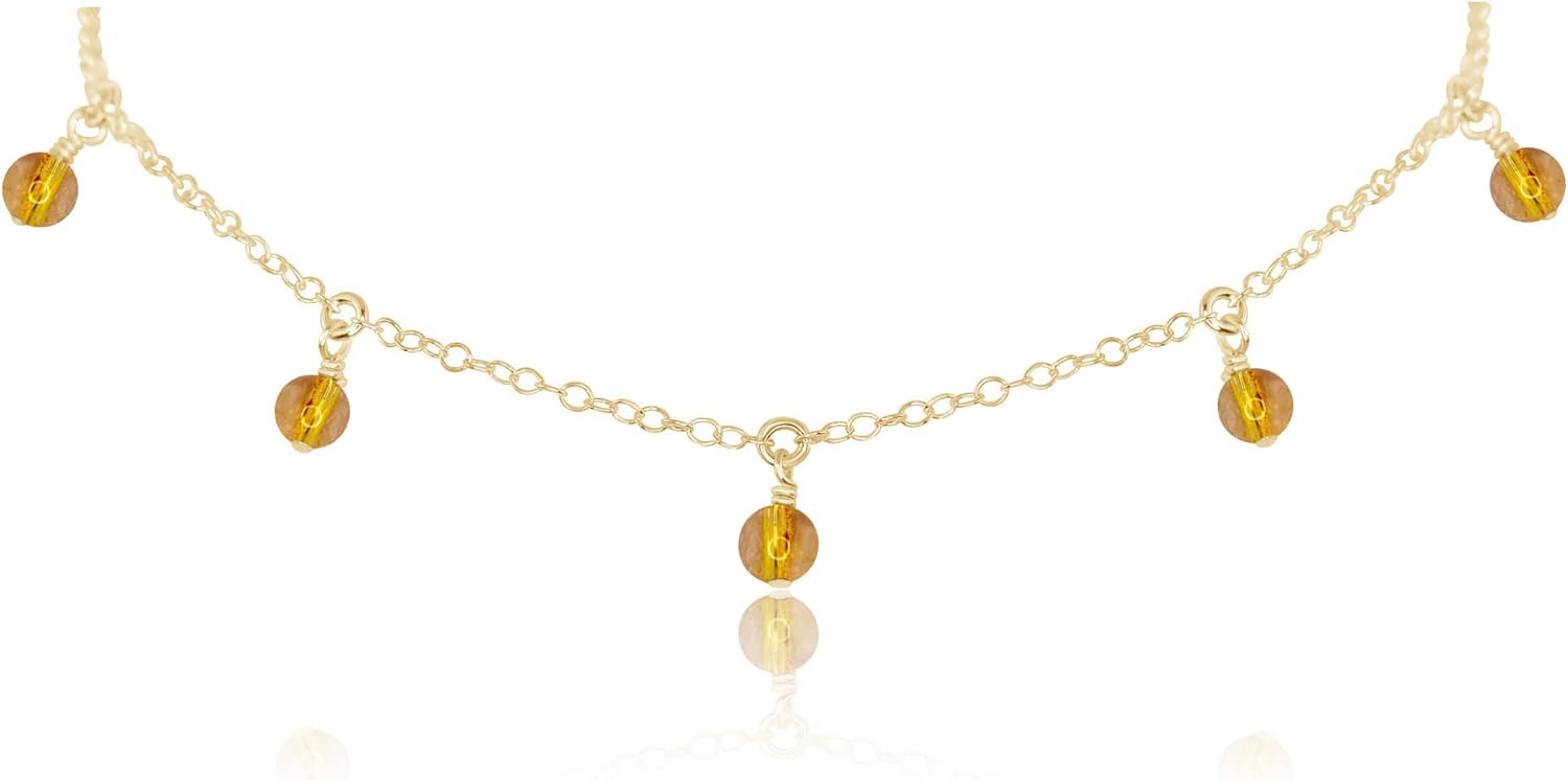 Luna Tide Citrine Bead Drop Choker in 14k Gold Fill
