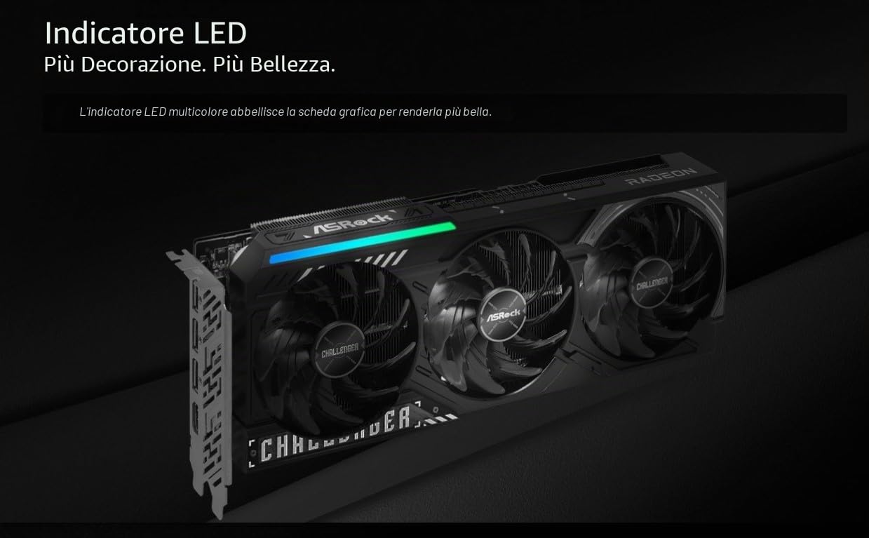 ASROCK VGA RX9070 CL 16G,AMD,RX9070,16GB,GDDR6,256BIT,2HDMI+2DP (3 ventole)
