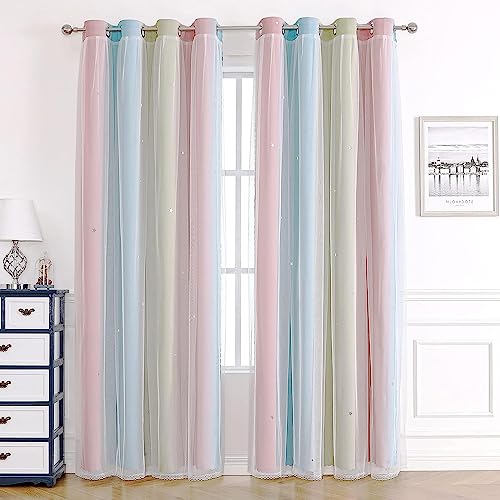 KAHEAUM Blackout Curtains for Bedroom & Living Room, 2 Panel, 46 x 54 inch Drop