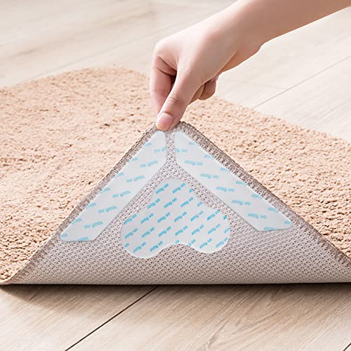 SERAPHY Rug Gripper,12 PCS Rug Grippers for Area Rugs on Carpet, Non Slip Rug Gripper for Hardwood Floors,Anti Slip Carpet Pads for Tile/Wood Floor to Prevent Curling, Cloud/Trapezoidal, White