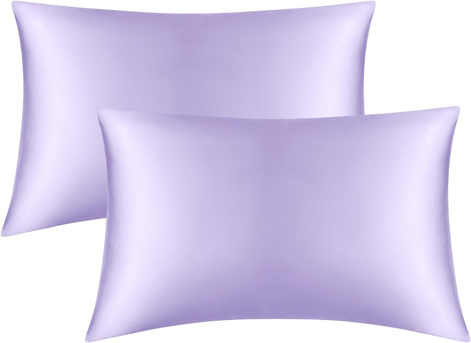 Satin Pillowcase for Hair and Skin, 2 Pack Lavender Silk