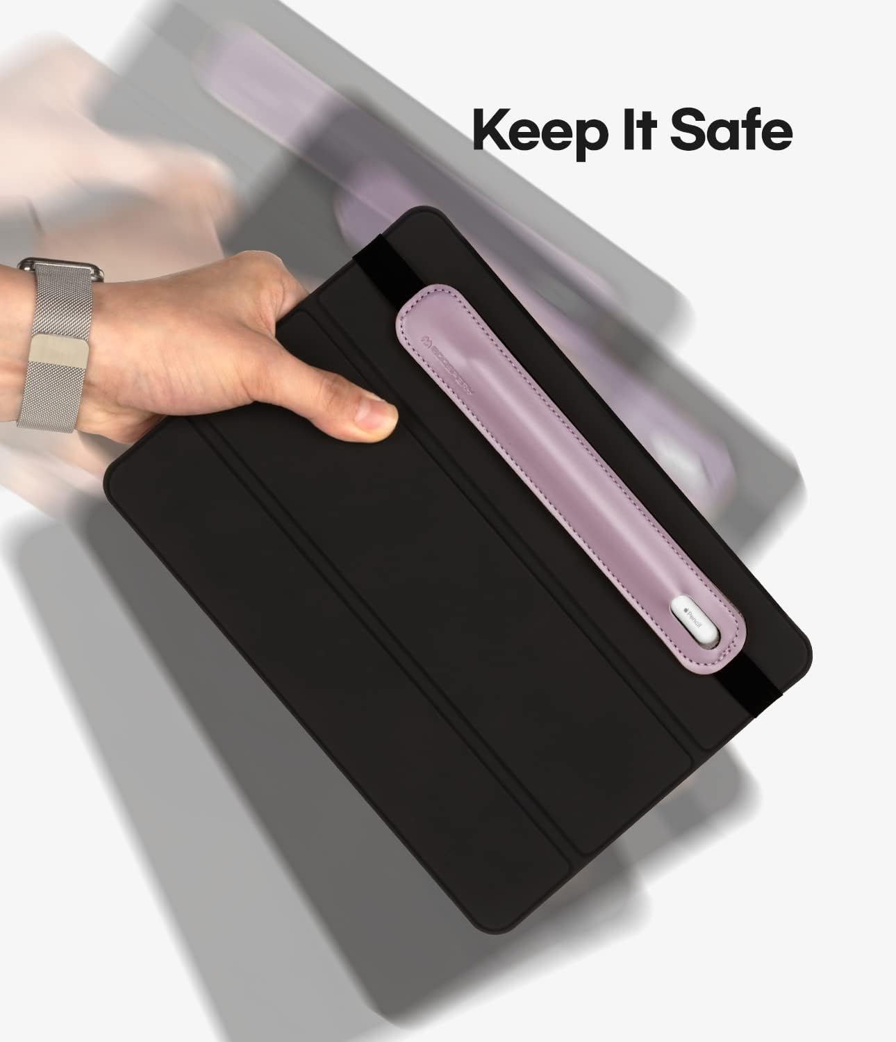 Goospery Pencil Holder Compatible with Apple Pencil Case (1st & 2nd Generation) Stylus Pen Sleeve PU Leather Accessories Elastic Band for All Tablets including iPad Pro 12.9 11 inch Air 4th - Lavender