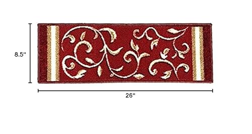 Miniatura 2 de Gloria Alfombra antideslizante para peldaños de madera, alfombras de goma antideslizante para escaleras, juego de 7 alfombras de escalera rojo