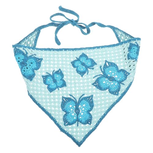 Diadema de crochet azul pañuelo bohemio de algodón accesorio de pelo para mujer