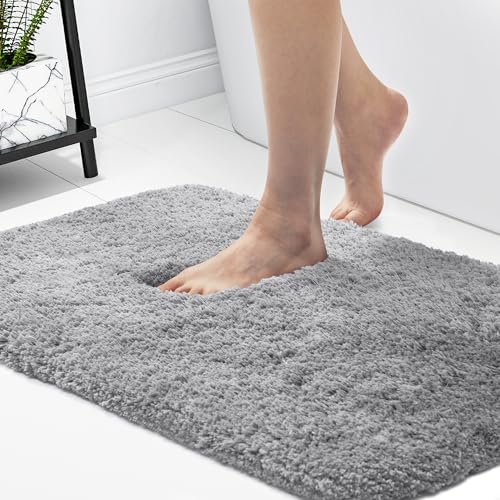 Deconovo Alfombras de Baño de Pelo Largo Antideslizantes, Durable y Suave, Absorbente de Agua 1 Pieza 70x120cm Gris Claro