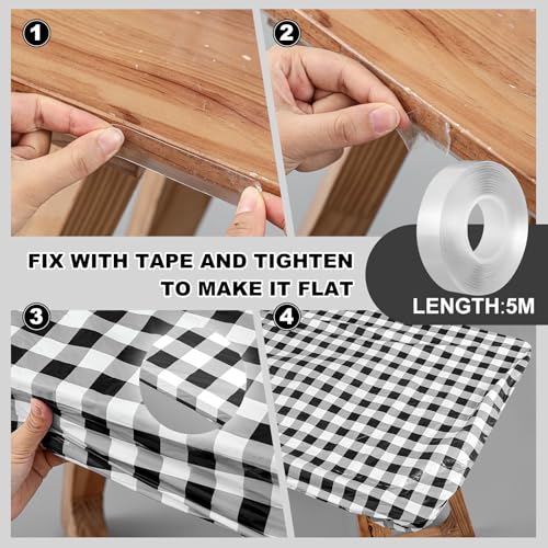 Boao 6 Pcs Disposable Plastic Table Cloths, 72 x 30 Inch Fitted 6ft Tables by Boao - Used condition - Image 4