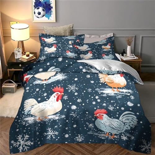 Drap de couette 3D imprimé poulet microfibre lavable machine literie grand format