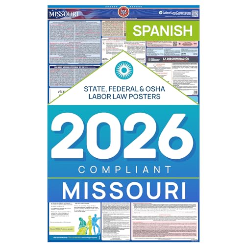 Missouri 2026 Labor Law Poster – State & Federal Employment Compliance in Spanish – OSHA, EEOC, FMLA, Minimum Wage – Premium Paper Workplace Poster – Made in USA – 26” x 39.5”