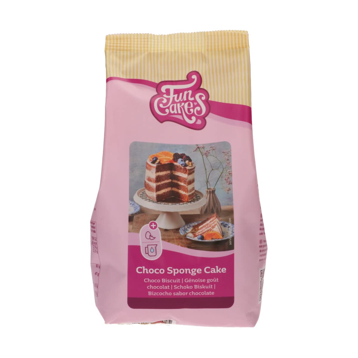 FunCakes Mix für Choco Biskuitkuchen: Einfach zu verwenden, wunderbar leichter Schokoladenkuchen, perfekt für die Kuchendekoration, Konditorqualität, Schokoladenkuchenbasis, Halal. 500 g.