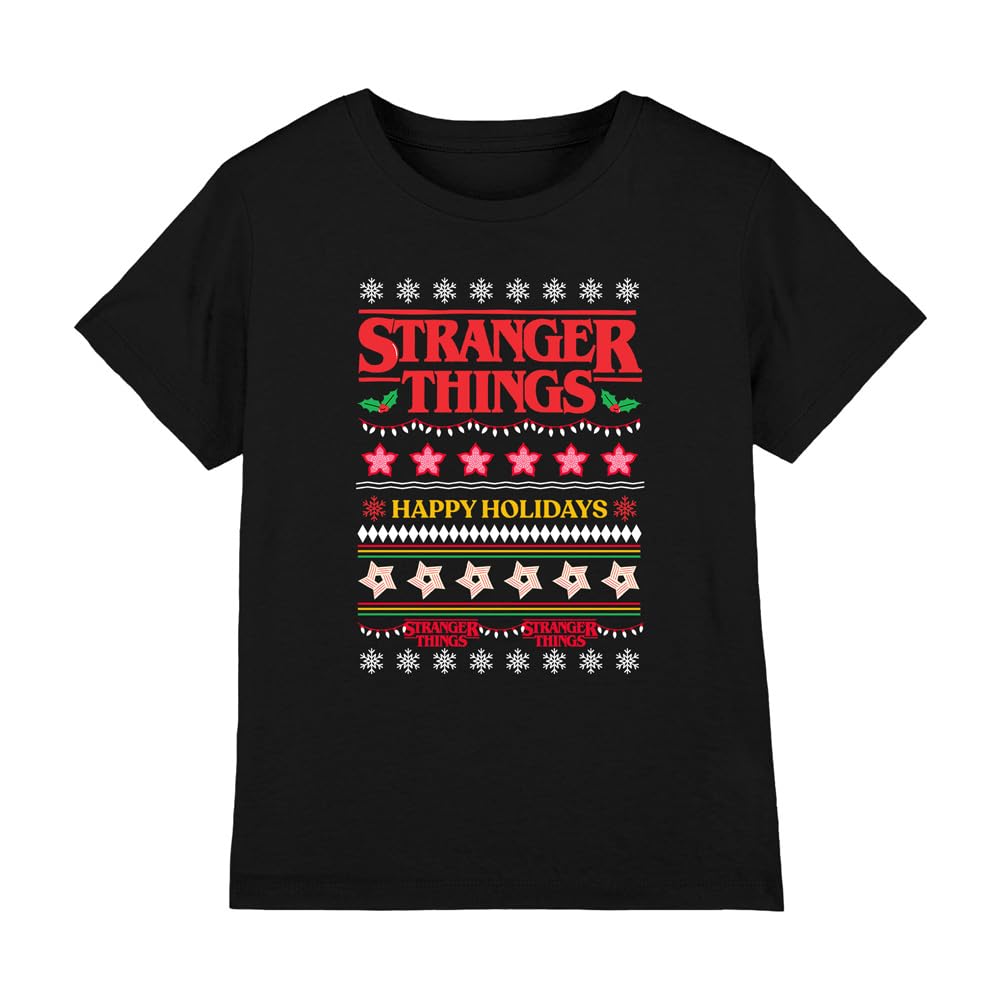 T-shirt Demogorgon Stranger Things noir pour enfant style pull moche de Noël - 4