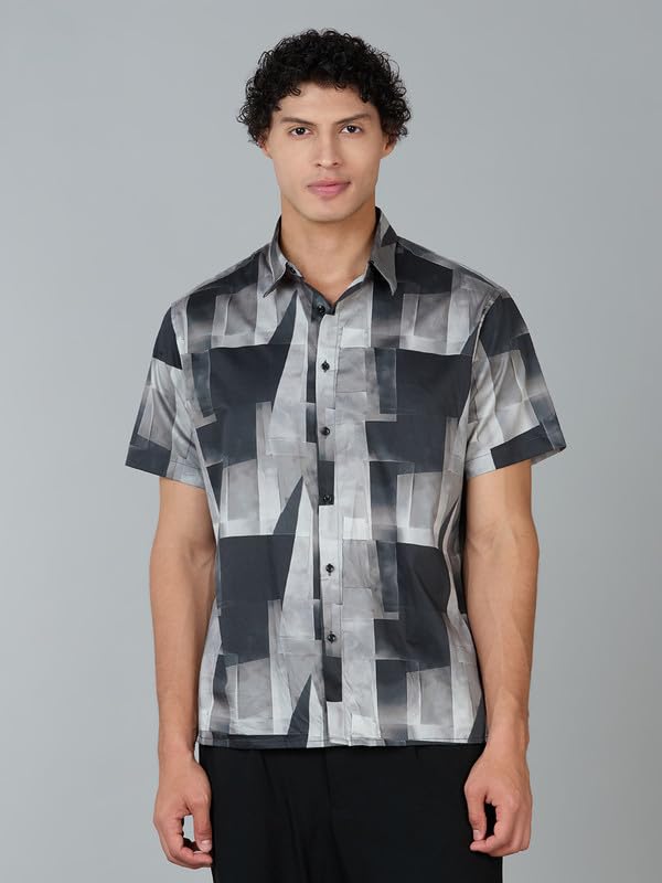 Image of MARK & ALBERT Men's 100% Cotton Printed Half Sleeves Regular Fit Shirt for Men