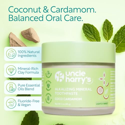 Uncle Harry’s Natural Products Coco Cardamom Toothpaste 2 Pack (3 oz) – Alkalizing Mineral Tooth Powder, Natural Oral Care, Fluoride-Free, Supports Healthy Teeth & Gums, Fresh Breath Formula - Image 2