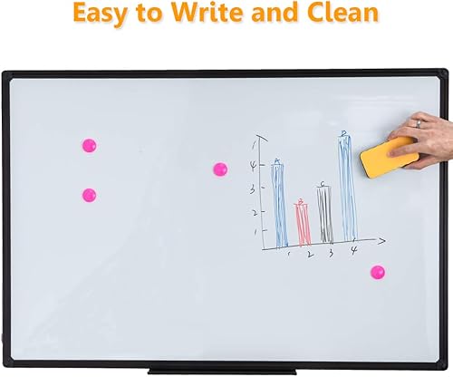Miniatura 3 de Pizarra magnética grande de borrado en seco de 72 x 48 pulgadas con bandeja para bolígrafos, pizarra blanca plegable de aluminio montado en la pared