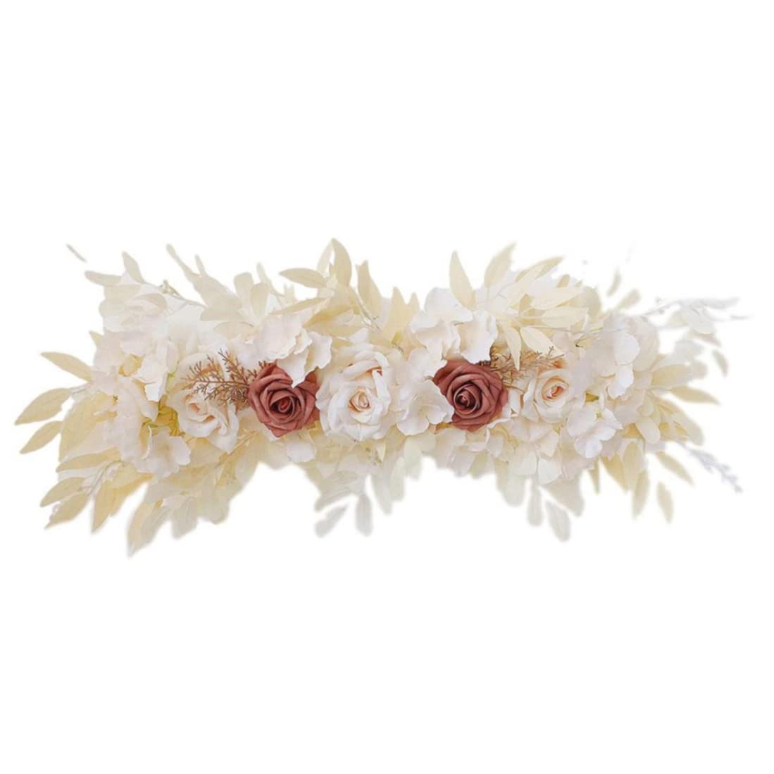 Arche de mariage en fleurs artificielles de soie champagne 65x16 cm