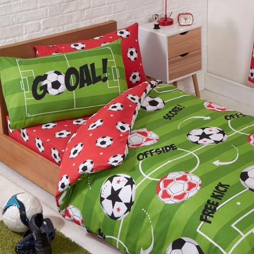Rapport Football Red Single Duvet Cover and Pillowcase Set