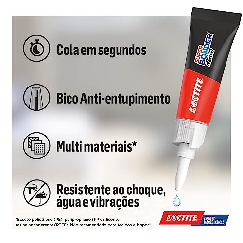Loctite Super Bonder Power Gel, Cola Transparente com Fórmula Especial Flexível, Super Forte, Superc