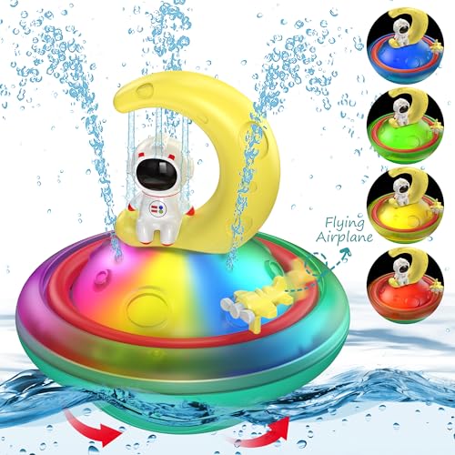 Baby Bath Toys for Toddlers, CRIOLPO Spray Water Toy Rotation Baby Light up Bath Toys, Automatic Induction Sprinkler Shower Toys with LED, Bathtub Pool Bath Toys Gift for 1 2 3 4 5 Year Old Boys Girls