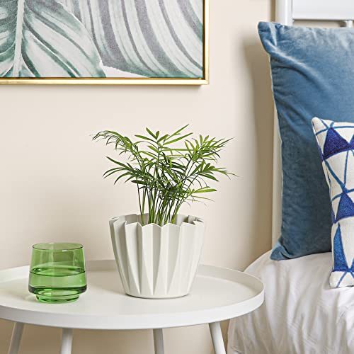 T4U Plastic Plant Pots For Indoor Plants - 6 Inch Self Watering Planter Small Flower Pot Beige, Decorative Nursery Planting Pot For Snake Plant, African Violet, Aloe And Most House Plants, Pack Of 6 #TOP2