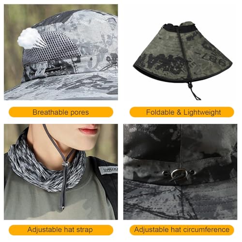 Image of Wide Brim Sun Hat for Men Women UV Protection Ventilated Summer Hats for Fishing Hiking Garden Beach